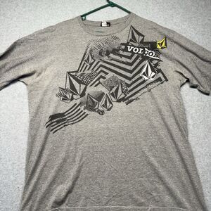 Volcom Mens XL Gray Graphic Print Short Sleeve T-Shirt Y2K Skateboard Skater